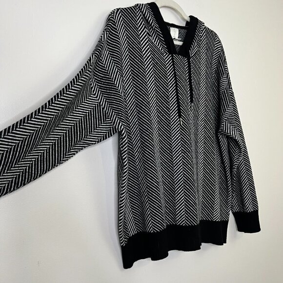 Joie Chevron Striped Hooded Hoodie Sweater Sweatshirt Plus Size Comfy Loungewear - Picture 3 of 10